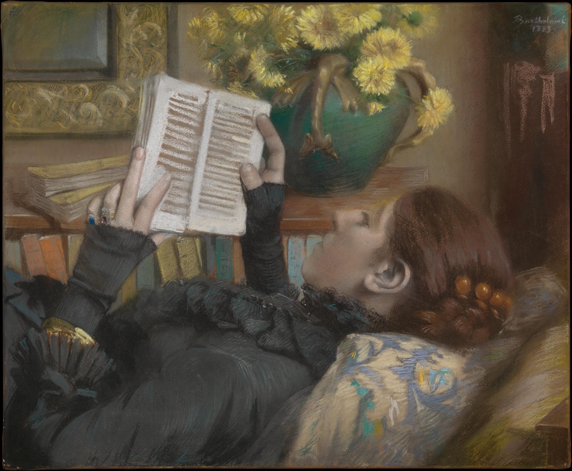 The Artist's Wife Reading by Albert Bartholomé, 1883. THEMET 